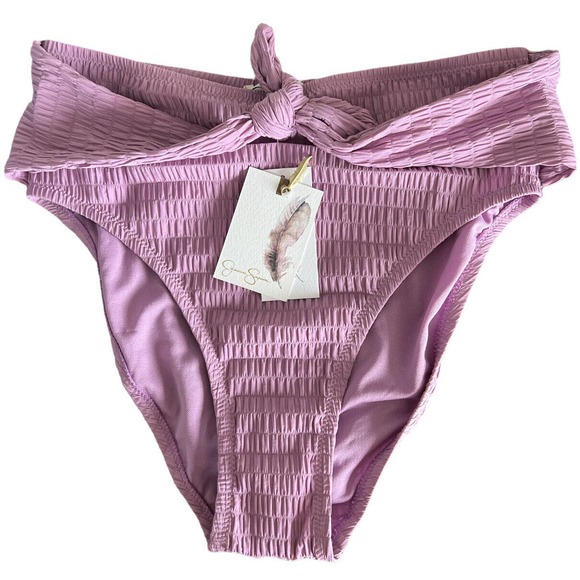 Jessica Simpson Womens Textured Front Tie Swim Bottom Separates - Rose Dust Sz S - Picture 3 of 6